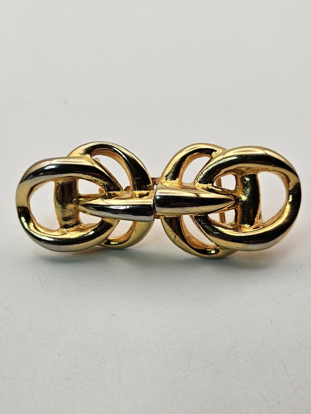 Small Vintage Belt Buckle Gold Tone Swirl Knot Interlocking